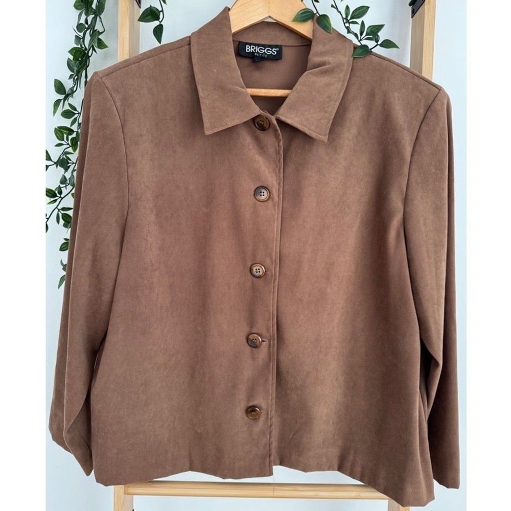 Briggs Brown Faux Suede‎ Jacket Size PL Classic Button‑Front Relaxed Lagenlook